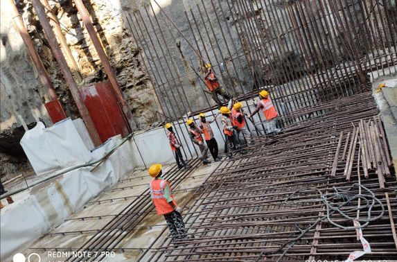 Station Mumbai Central - Base slab rebar cutting bending is in progress