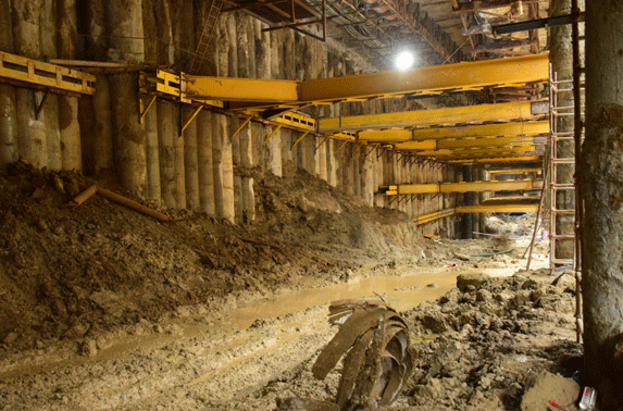 Excavation Support works in progress (West) - Acharya Attre Station