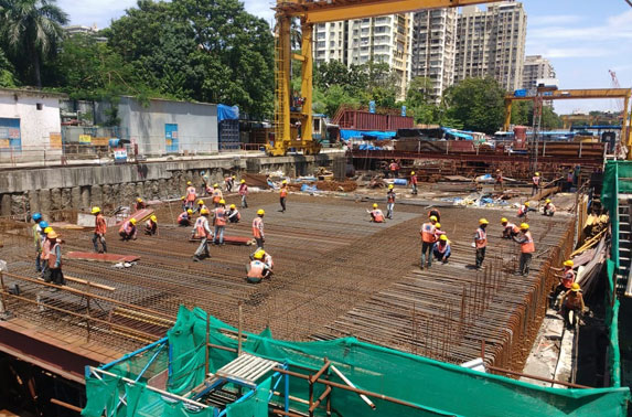 Roof Slab Reinforcement Progress in Grid C9-C7 at Cuffe Parade Station
