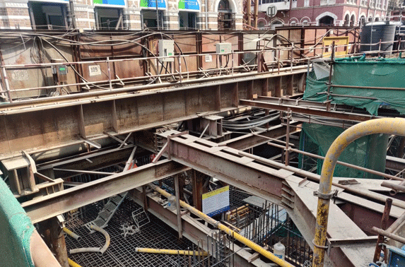 Roof Slab in Grid 20-21 before concreting at Hutatma Chowk Station