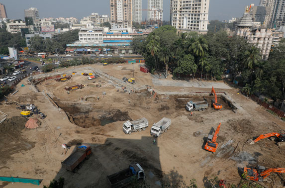 Aerial view of Siddhivinayak construction site.